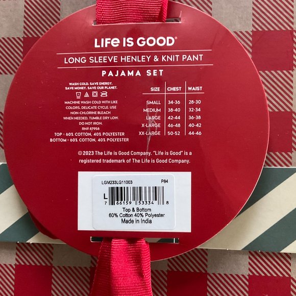 LIFE IS GOOD Men's 2Pc Gift Box Pajama Set NWT Size L - Picture 3 of 6